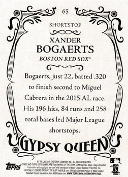 2016 Topps Gypsy Queen - Framed Blue #65 Xander Bogaerts Back