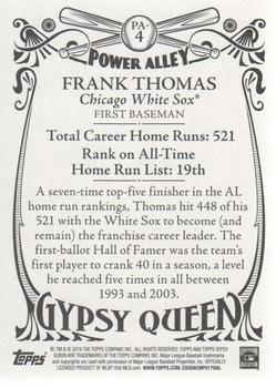 2016 Topps Gypsy Queen - Power Alley #PA-4 Frank Thomas Back