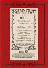 2016 Topps Gypsy Queen - MVP Minis Autographs #MVPA-JR Jim Rice Back