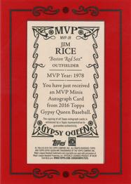 2016 Topps Gypsy Queen - MVP Minis Autographs Black #MVPA-JR Jim Rice Back