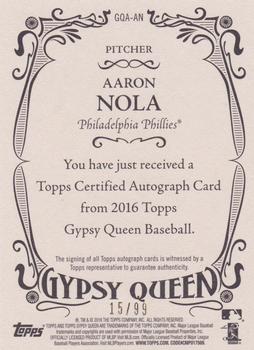 2016 Topps Gypsy Queen - Autographs Green #GQA-AN Aaron Nola Back
