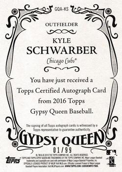 2016 Topps Gypsy Queen - Autographs Green #GQA-KS Kyle Schwarber Back