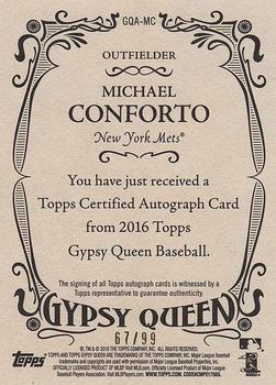 2016 Topps Gypsy Queen - Autographs Green #GQA-MC Michael Conforto Back