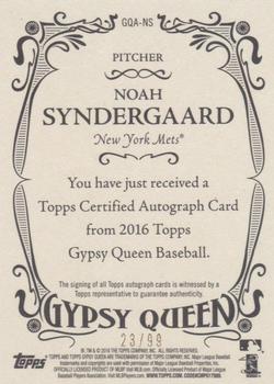 2016 Topps Gypsy Queen - Autographs Green #GQA-NS Noah Syndergaard Back