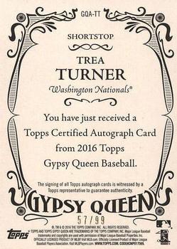 2016 Topps Gypsy Queen - Autographs Green #GQA-TT Trea Turner Back
