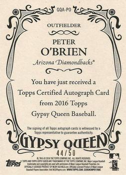 2016 Topps Gypsy Queen - Autographs Gold #GQA-PO Peter O'Brien Back