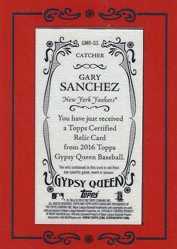 2016 Topps Gypsy Queen - Mini Relic #GMR-GS Gary Sanchez Back