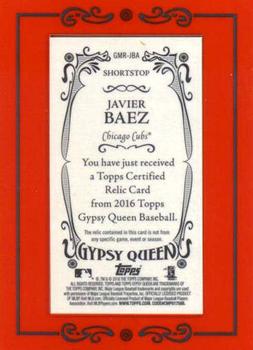 2016 Topps Gypsy Queen - Mini Relic #GMR-JBA Javier Baez Back