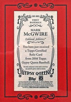 2016 Topps Gypsy Queen - Mini Relic #GMR-MMG Mark McGwire Back