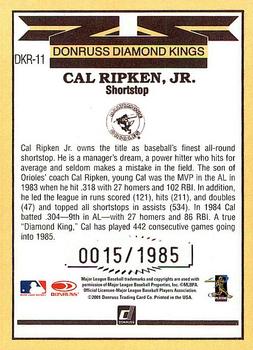 2001 Donruss - Diamond Kings Reprints #DKR-11 Cal Ripken Jr. Back