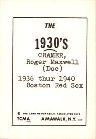 1972 TCMA The 1930's #NNO Doc Cramer Back