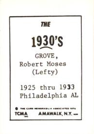 1972 TCMA The 1930's #NNO Lefty Grove Back