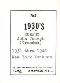 1972 TCMA The 1930's #NNO John Murphy Back