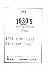1972 TCMA The 1930's #NNO Max Rosenfeld Back