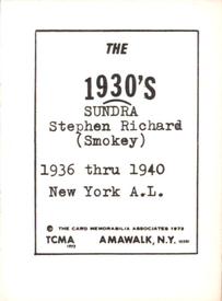 1972 TCMA The 1930's #NNO Stephen Sundra Back