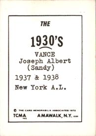1972 TCMA The 1930's #NNO Joseph Vance Back