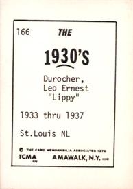 1972 TCMA The 1930's #166 Leo Durocher Back