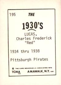 1972 TCMA The 1930's #195 Red Lucas Back