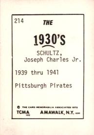 1972 TCMA The 1930's #214 Joe Schultz Back