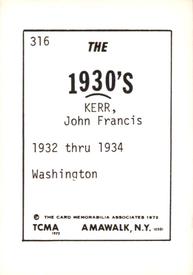 1972 TCMA The 1930's #316 Johnny Kerr Back