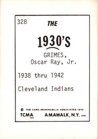 1972 TCMA The 1930's #328 Oscar Grimes Back