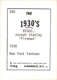1972 TCMA The 1930's #346 Joe Beggs Back
