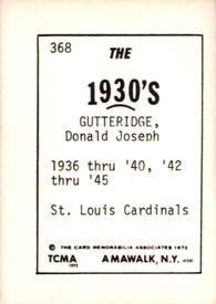 1972 TCMA The 1930's #368 Don Gutteridge Back