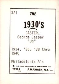 1972 TCMA The 1930's #371 George Caster Back