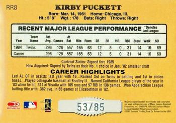 2001 Donruss - Rookie Reprints Autograph #RR8 Kirby Puckett Back