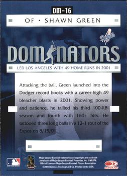 2001 Donruss Class of 2001 - Dominators #DM-16 Shawn Green  Back