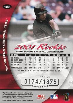 2001 Donruss Class of 2001 - Rookie Autographs #188 Wily Mo Pena Back