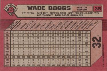 1989 Bowman #32 Wade Boggs Back