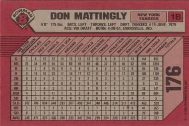 1989 Bowman #176 Don Mattingly Back