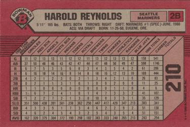 1989 Bowman #210 Harold Reynolds Back