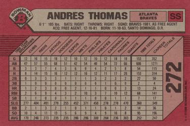 1989 Bowman #272 Andres Thomas Back