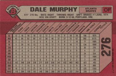 1989 Bowman #276 Dale Murphy Back