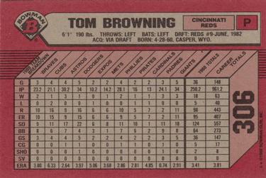 1989 Bowman #306 Tom Browning Back