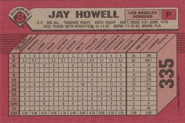 1989 Bowman #335 Jay Howell Back