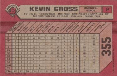 1989 Bowman #355 Kevin Gross Back