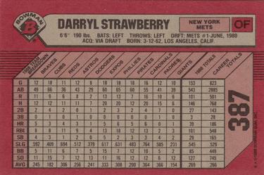 1989 Bowman #387 Darryl Strawberry Back