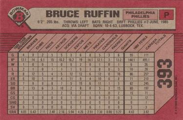1989 Bowman #393 Bruce Ruffin Back