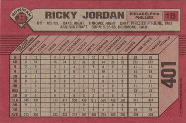 1989 Bowman #401 Ricky Jordan Back