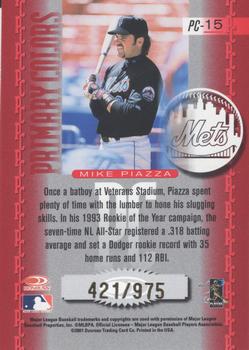 2001 Donruss Elite - Primary Colors Red #PC-15 Mike Piazza  Back