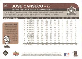 1998 Upper Deck Retro #98 Jose Canseco Back