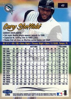 1998 Ultra #43 Gary Sheffield Back