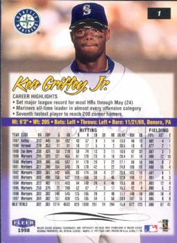 1998 Ultra #1 Ken Griffey Jr. Back