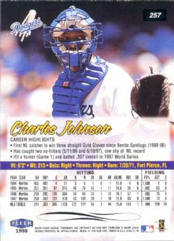 1998 Ultra #257 Charles Johnson Back