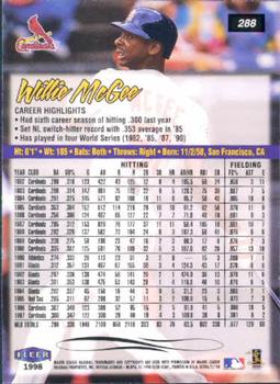 1998 Ultra #288 Willie McGee Back