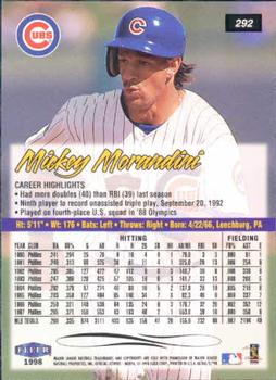 1998 Ultra #292 Mickey Morandini Back