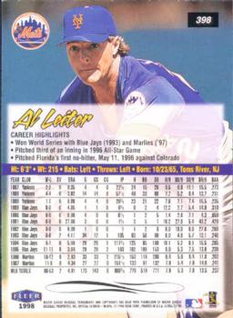 1998 Ultra #398 Al Leiter Back
